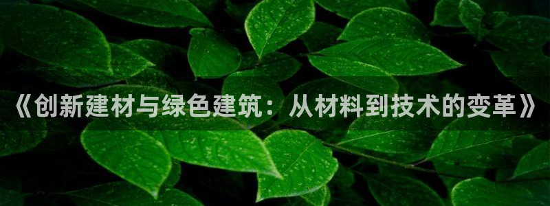 威九国际app网站安全吗：《创新建材与绿色建筑：从材料到技术的变革》